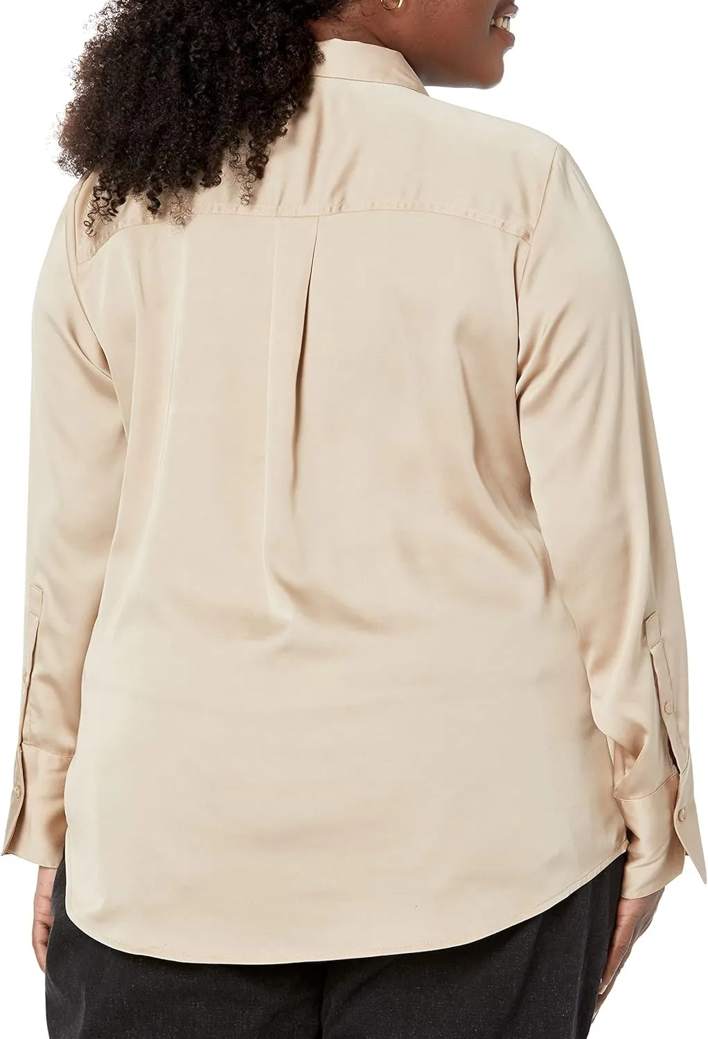 Amazon Essentials Women's Classic-Fit Satin Button Down Blouse (Available in Plus Size)