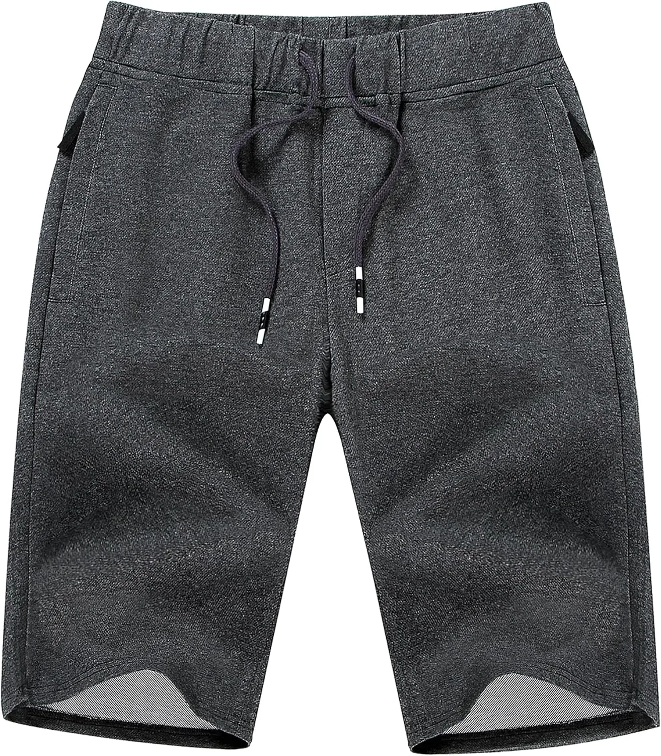 Boisouey Mens Casual Shorts Cotton Drawstring Elastic Waist with Zipper Pockets