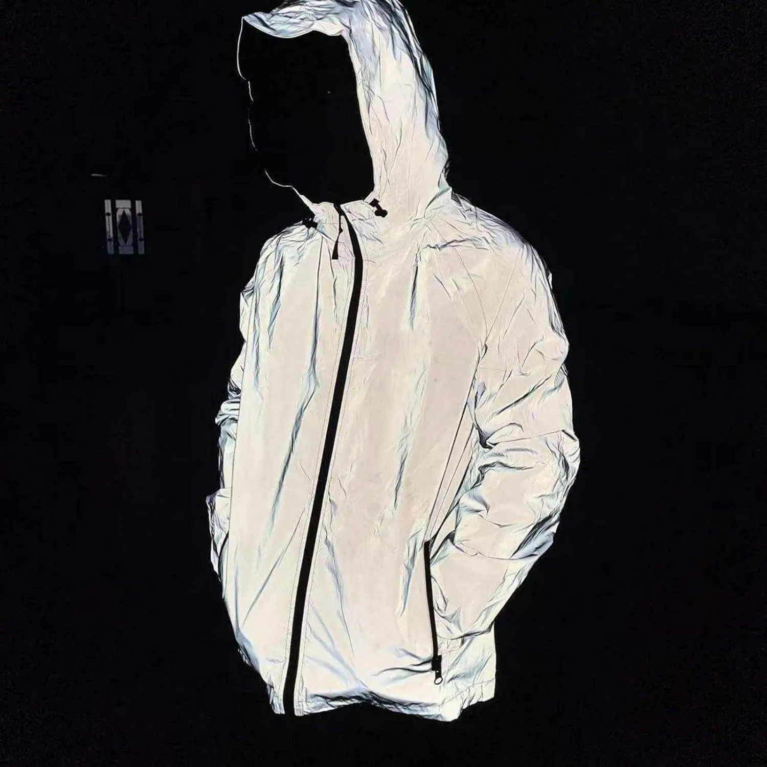 Chromashift Reflective Windbreaker, Color Shifting Night Visibility Jacket with Full Zip Waterproof Windproof Shell