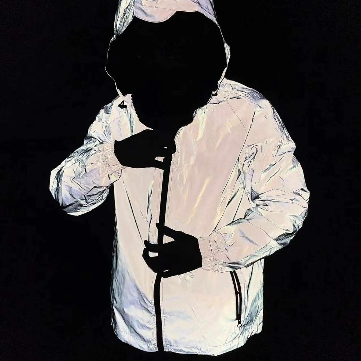Chromashift Reflective Windbreaker, Color Shifting Night Visibility Jacket with Full Zip Waterproof Windproof Shell