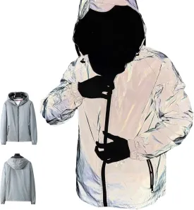 Chromashift Reflective Windbreaker, Color Shifting Night Visibility Jacket with Full Zip Waterproof Windproof Shell
