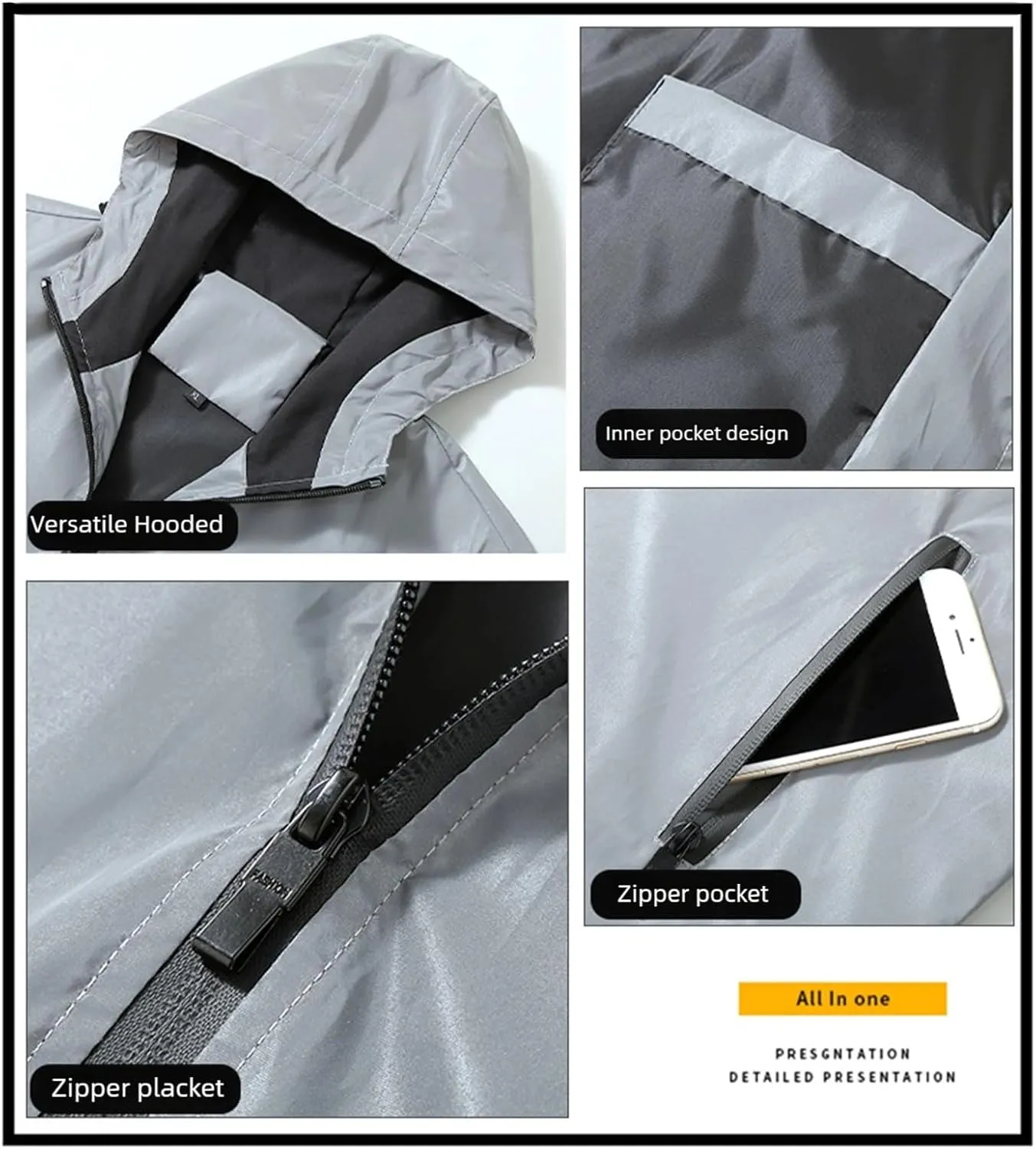 Chromashift Reflective Windbreaker, Color Shifting Night Visibility Jacket with Full Zip Waterproof Windproof Shell