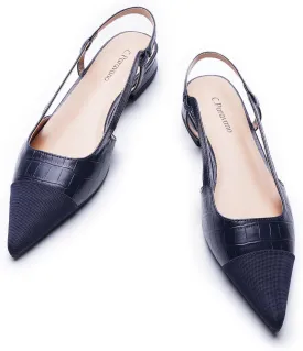 C.Paravano Women's Pointed Toe Slingback Flats | Comfort Heeled Sandals | Slip-On Flats | Perfect for Casual, Business, Party, Date
