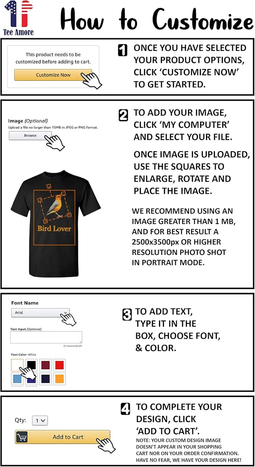 Custom T Shirt Men Women Add Your Own Design Picture Photo Text Front Back Side T-Shirt