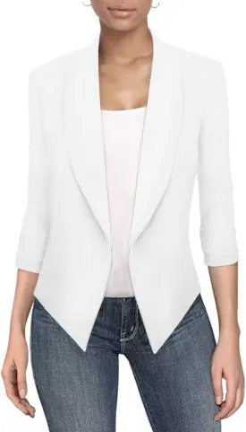 Hybrid & Company Versatile and Modern Women's Nylon Ponte De Roma Open Blazer Jacket