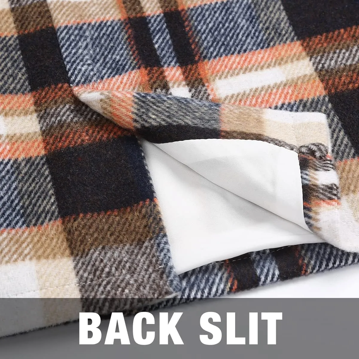 IDEALSANXUN Midi Plaid Skirts for Women Fall Winter Knee Length Pencil Wool Skirt with Slit