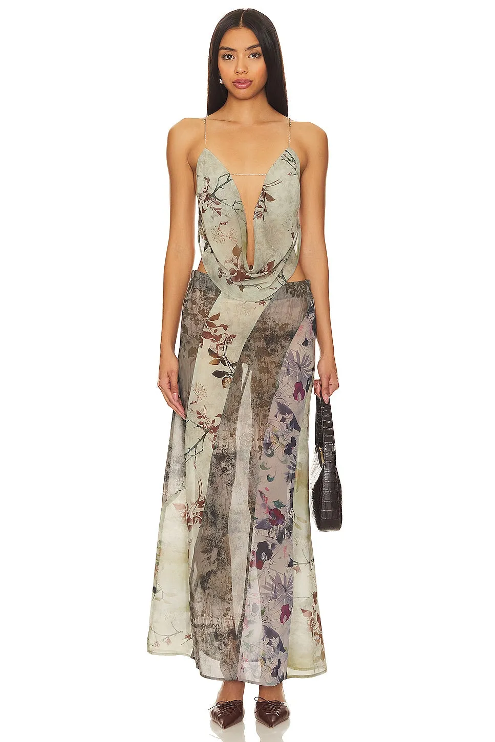 Jaded London Paneled Print Maxi Skirt, Mult
