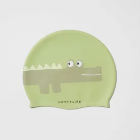 Kids Swimming Cap Cookie the Croc Light Khaki