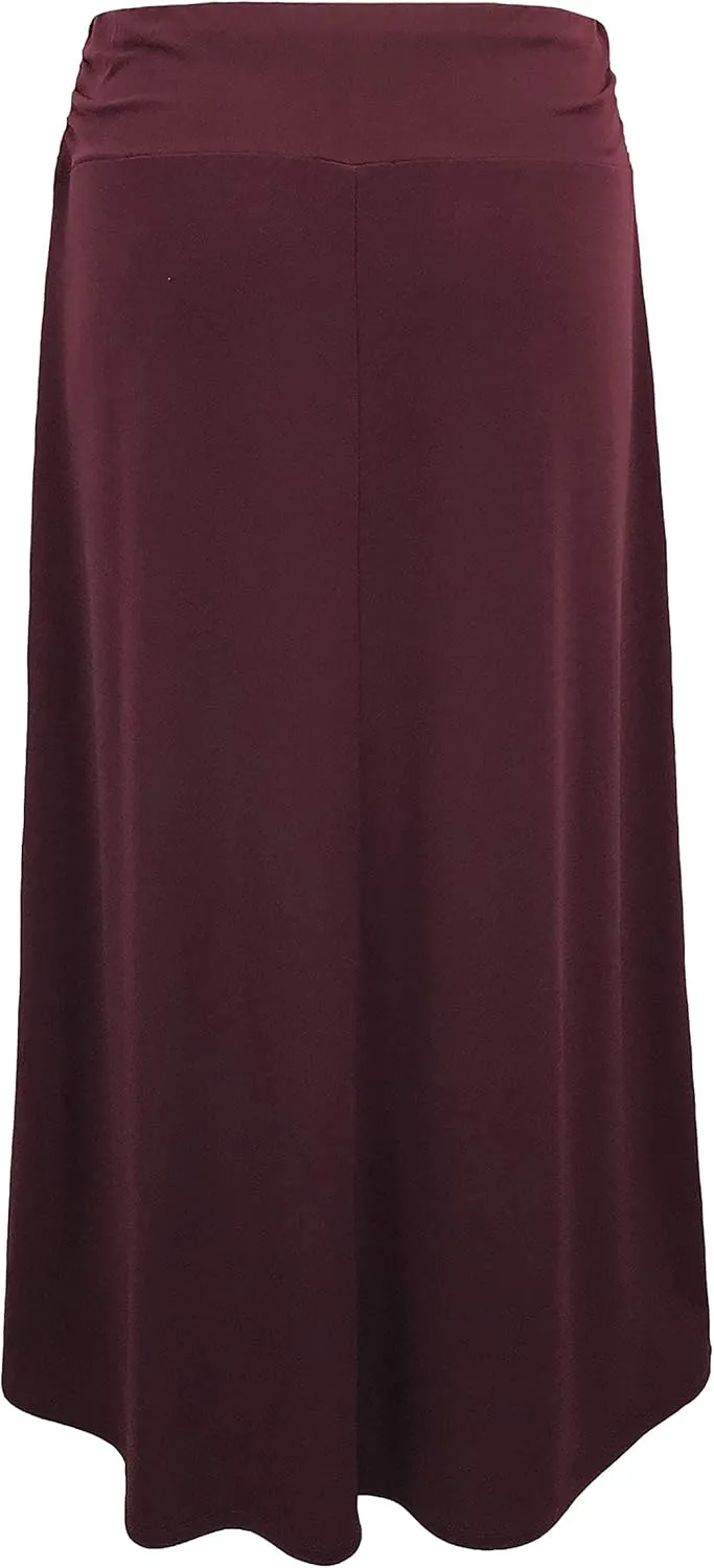 LEEBE Women and Plus Size Rushed Waist A-Line Casual Maxi Skirt (Small-5X)