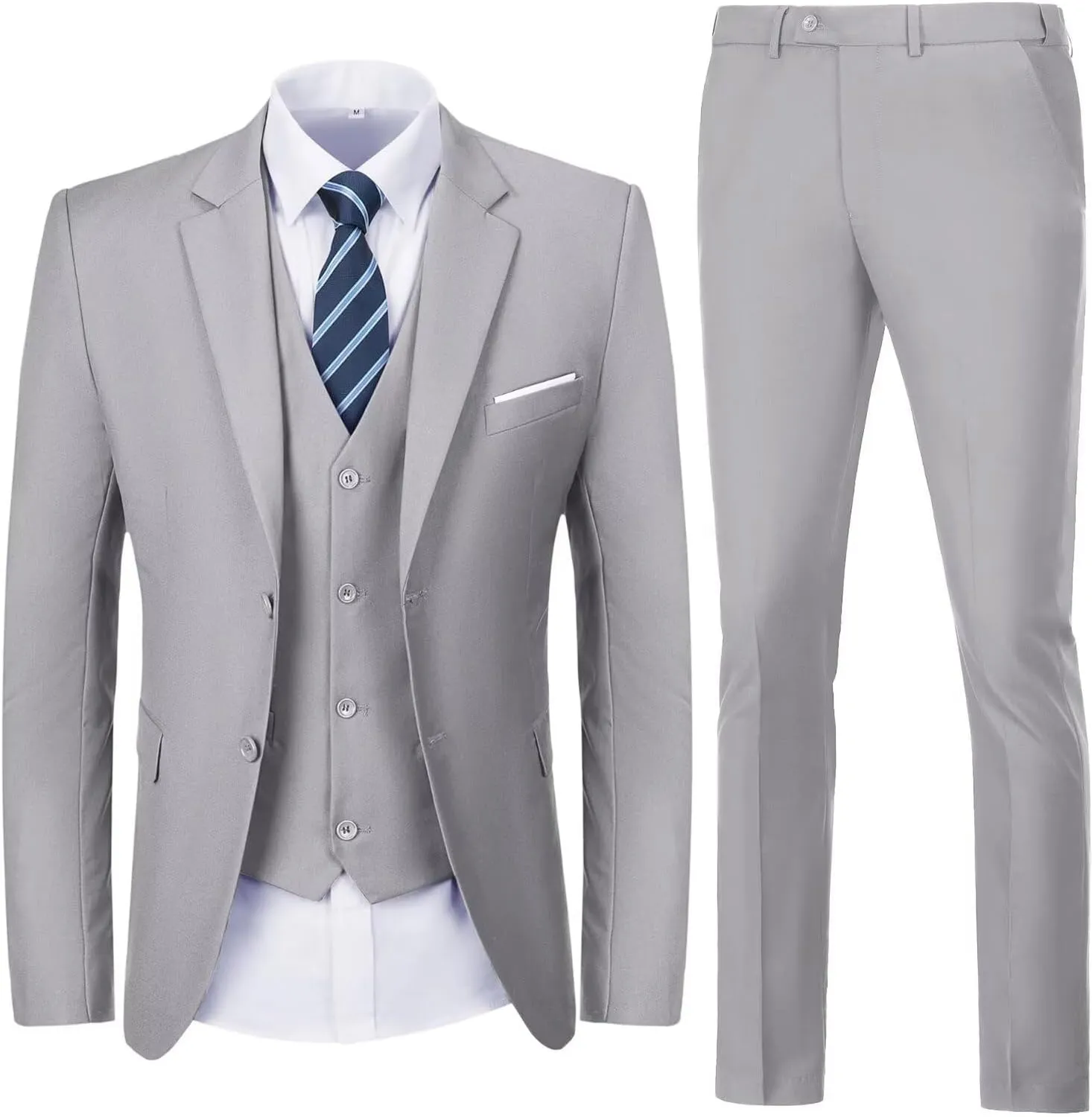 Men's Suit Slim Fit 3 Piece Suits for Men Two Button Blazer Jacket Vest Pants Tuxedo Set