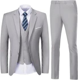 Men's Suit Slim Fit 3 Piece Suits for Men Two Button Blazer Jacket Vest Pants Tuxedo Set