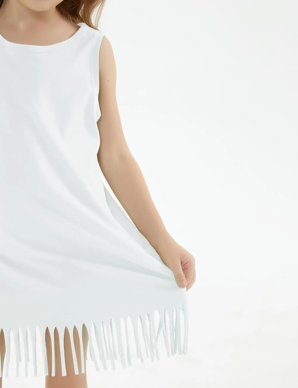Noomelfish Girls Sleeveless Fringe Dress Cotton Summer Casual Sundress (3-12 Years)