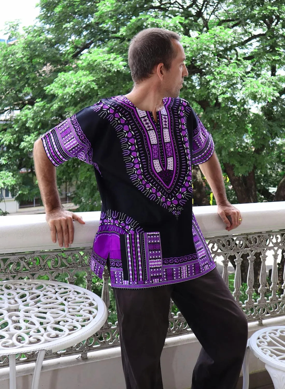 RaanPahMuang Unisex African Bright Dashiki Cotton Shirt Variety Colors