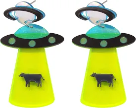 ROSTIVO Women's Weird Earrings, Cute UFO Dangle Earrings, 2.5 in Length, Nickel Free