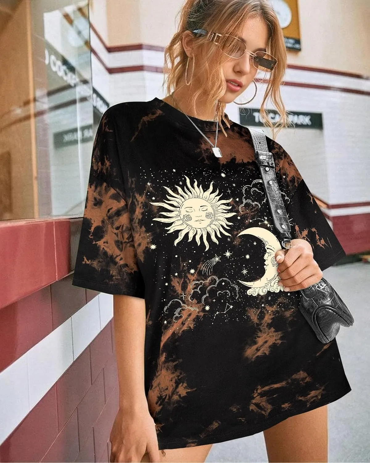 Tie Dye Shirt Women - Oversized Tie Dye T Shirt Short Sleeve Round Neck Casual Trendy Graphic Tee for Girls