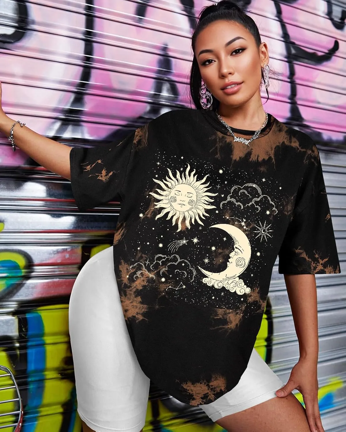 Tie Dye Shirt Women - Oversized Tie Dye T Shirt Short Sleeve Round Neck Casual Trendy Graphic Tee for Girls