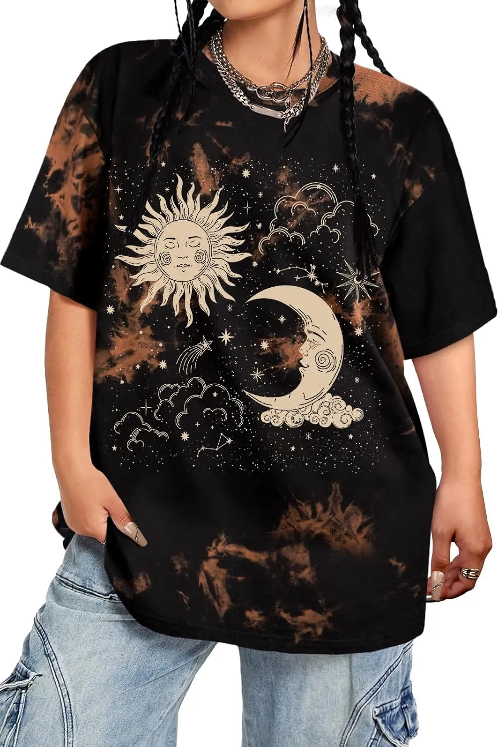 Tie Dye Shirt Women - Oversized Tie Dye T Shirt Short Sleeve Round Neck Casual Trendy Graphic Tee for Girls