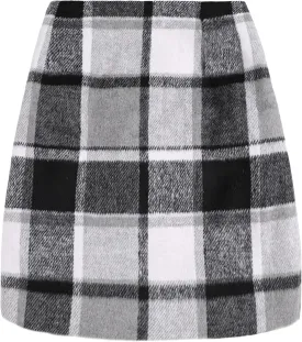 UANEO Plaid Skirts for Women High Waisted Fall Bodycon A Line Pencil Plaid Mini Skirt