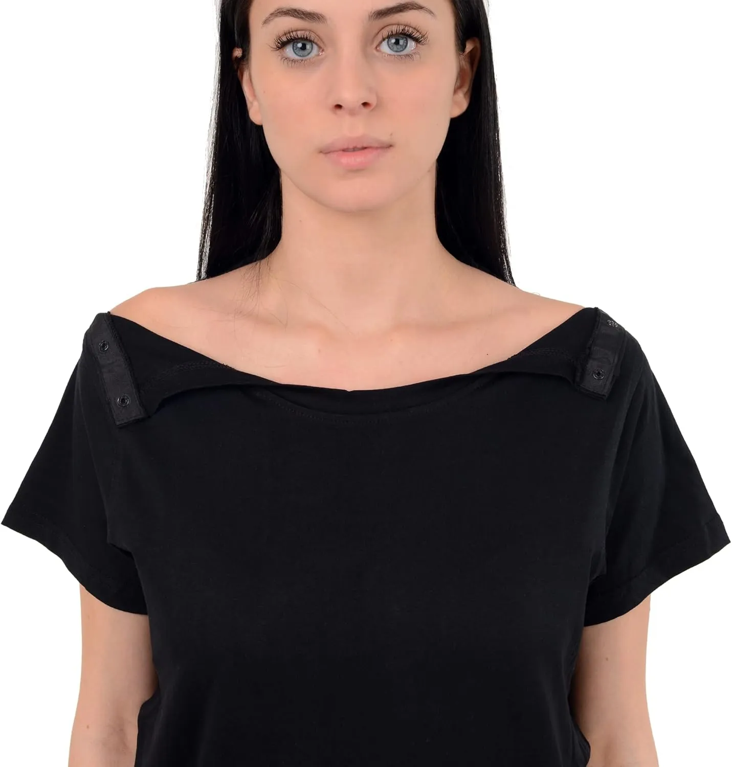 USBD Post Surgery Shoulder Recovery Shirt Tearaway Snap Open Design Tshirt for Easy Chemo Port Access Tee