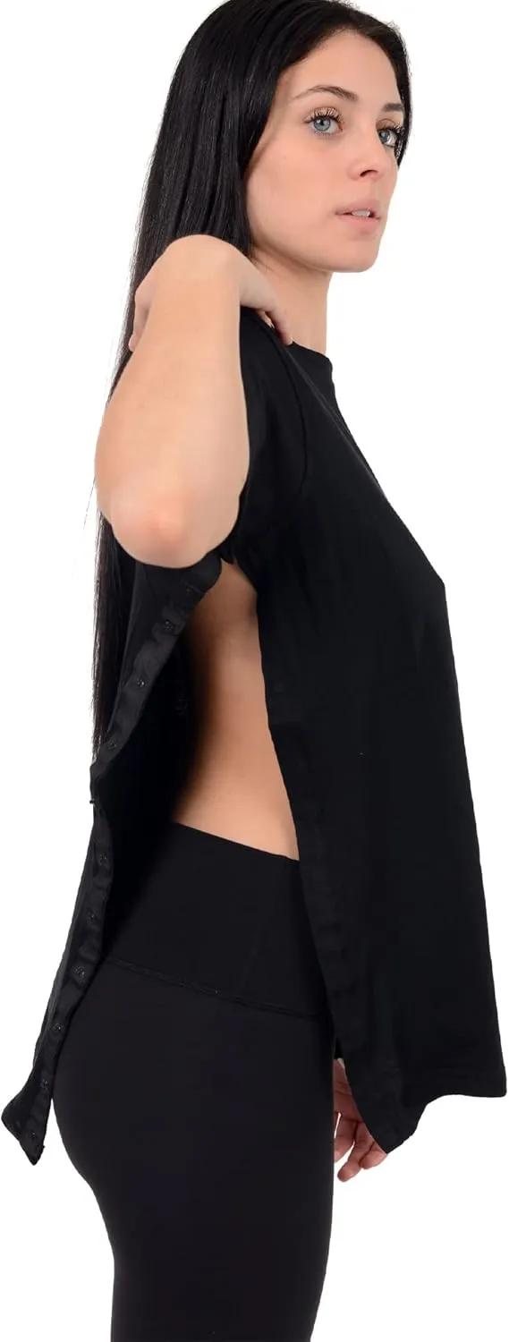 USBD Post Surgery Shoulder Recovery Shirt Tearaway Snap Open Design Tshirt for Easy Chemo Port Access Tee