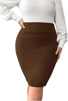 Verdusa Women's Plus Size Knee Length High Waist Bodycon Business Pencil Skirt