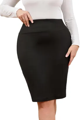 Verdusa Women's Plus Size Knee Length High Waist Bodycon Business Pencil Skirt