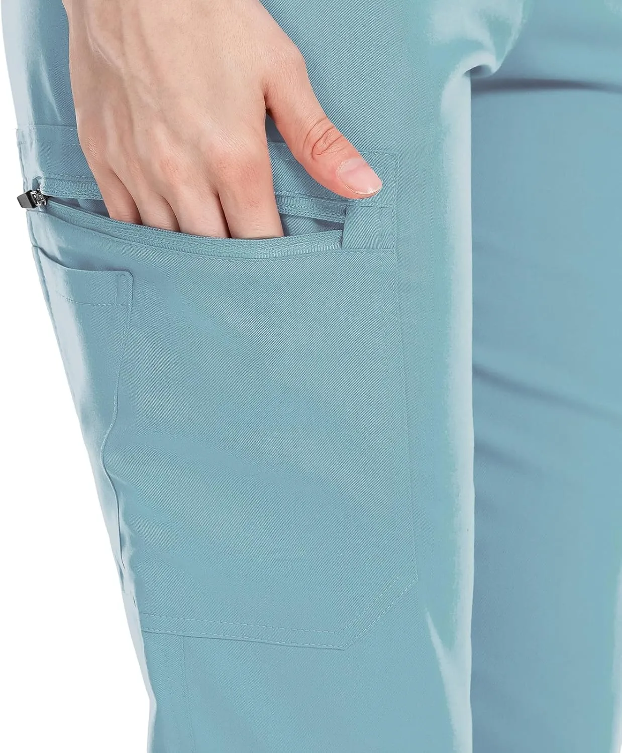 VIAOLI Scrubs for Women Set Modern V-Neck Top & 8 Pocket Jogger Pants Athletic Nursing Uniform Solid Stretch Workwear
