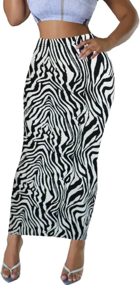 Women's Long Pencil Skirt - High Waisted Summer Fall Y2K Club Bodycon Tight Maxi Skirts