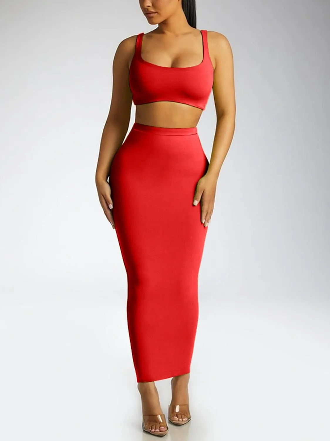 Women's Long Pencil Skirt - High Waisted Summer Fall Y2K Club Bodycon Tight Maxi Skirts