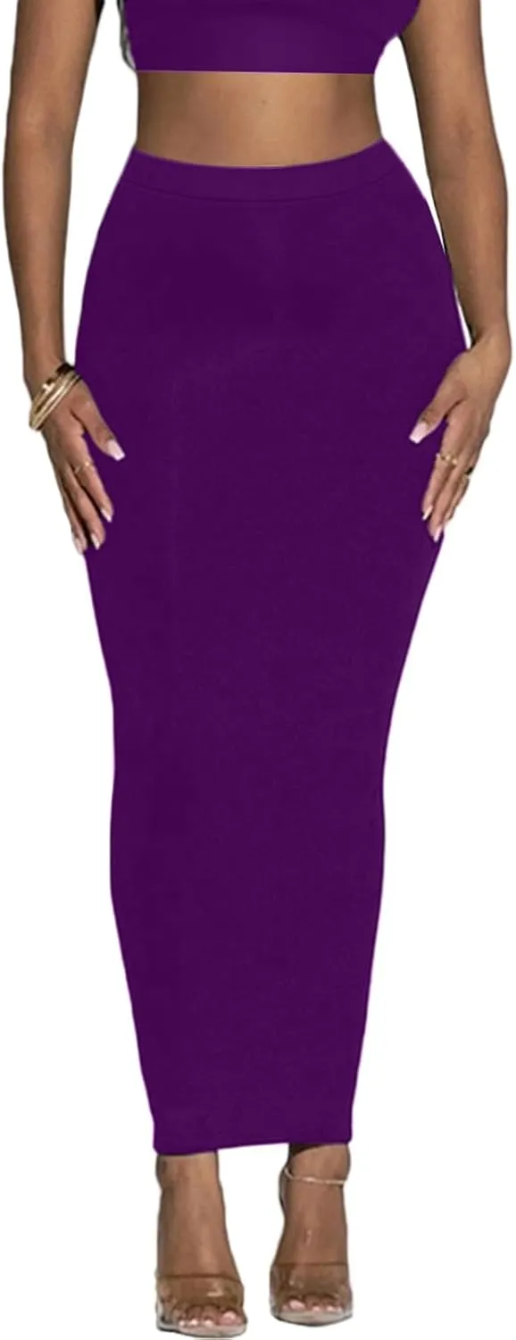 Women's Long Pencil Skirt - High Waisted Summer Fall Y2K Club Bodycon Tight Maxi Skirts