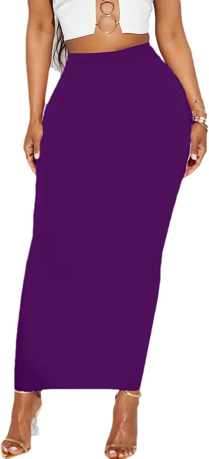 Women's Long Pencil Skirt - High Waisted Summer Fall Y2K Club Bodycon Tight Maxi Skirts