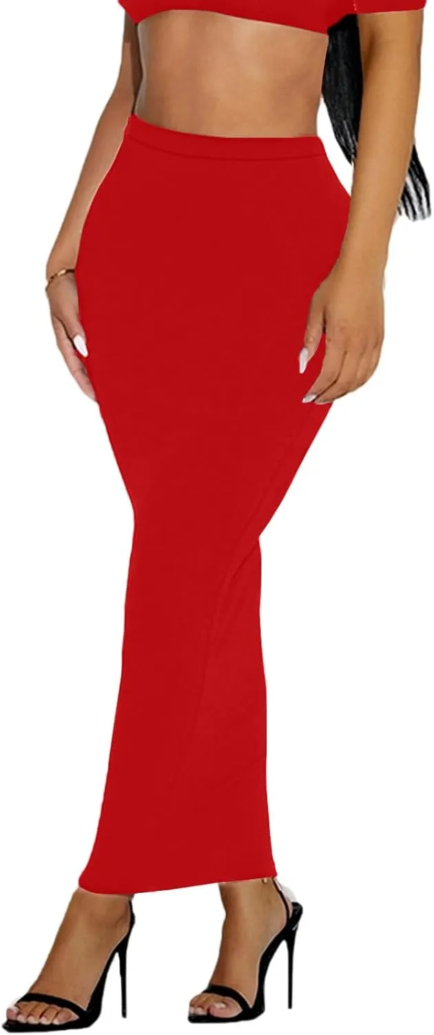 Women's Long Pencil Skirt - High Waisted Summer Fall Y2K Club Bodycon Tight Maxi Skirts
