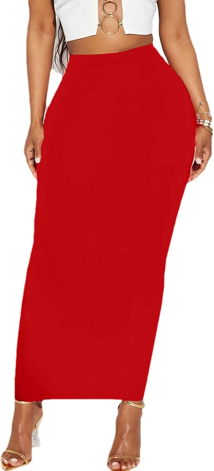 Women's Long Pencil Skirt - High Waisted Summer Fall Y2K Club Bodycon Tight Maxi Skirts