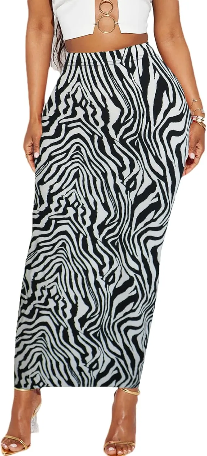 Women's Long Pencil Skirt - High Waisted Summer Fall Y2K Club Bodycon Tight Maxi Skirts