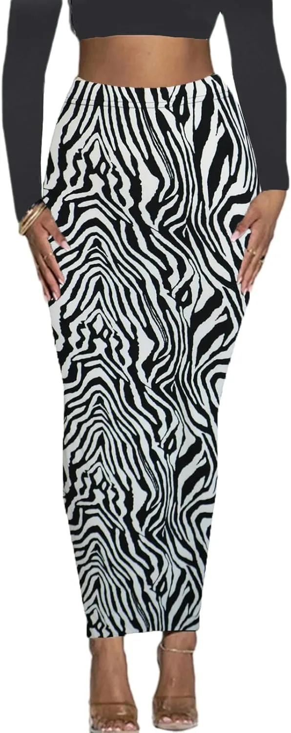 Women's Long Pencil Skirt - High Waisted Summer Fall Y2K Club Bodycon Tight Maxi Skirts