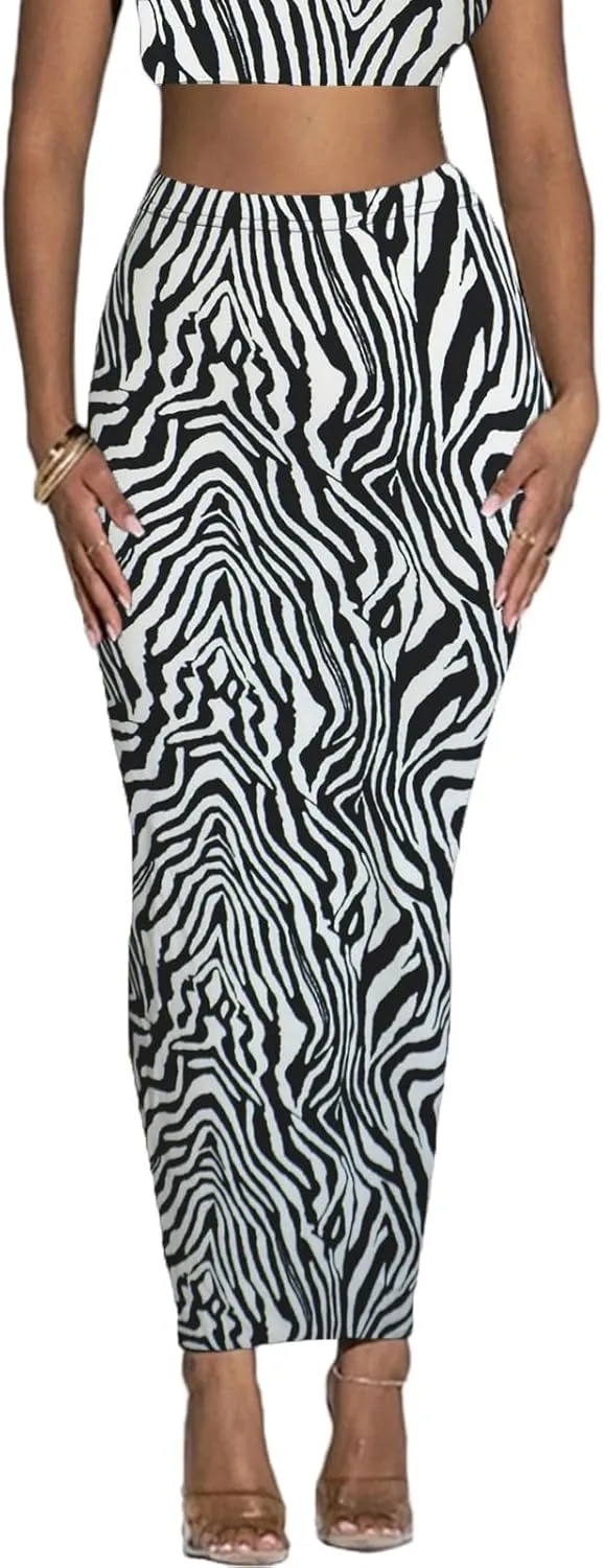 Women's Long Pencil Skirt - High Waisted Summer Fall Y2K Club Bodycon Tight Maxi Skirts