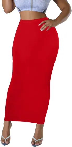 Women's Long Pencil Skirt - High Waisted Summer Fall Y2K Club Bodycon Tight Maxi Skirts