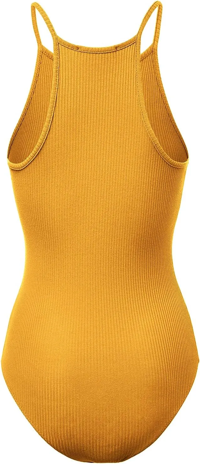 Women's Ribbed Tank Tops Shapewear Crew Neck Racerback Spaghetti Bodysuits