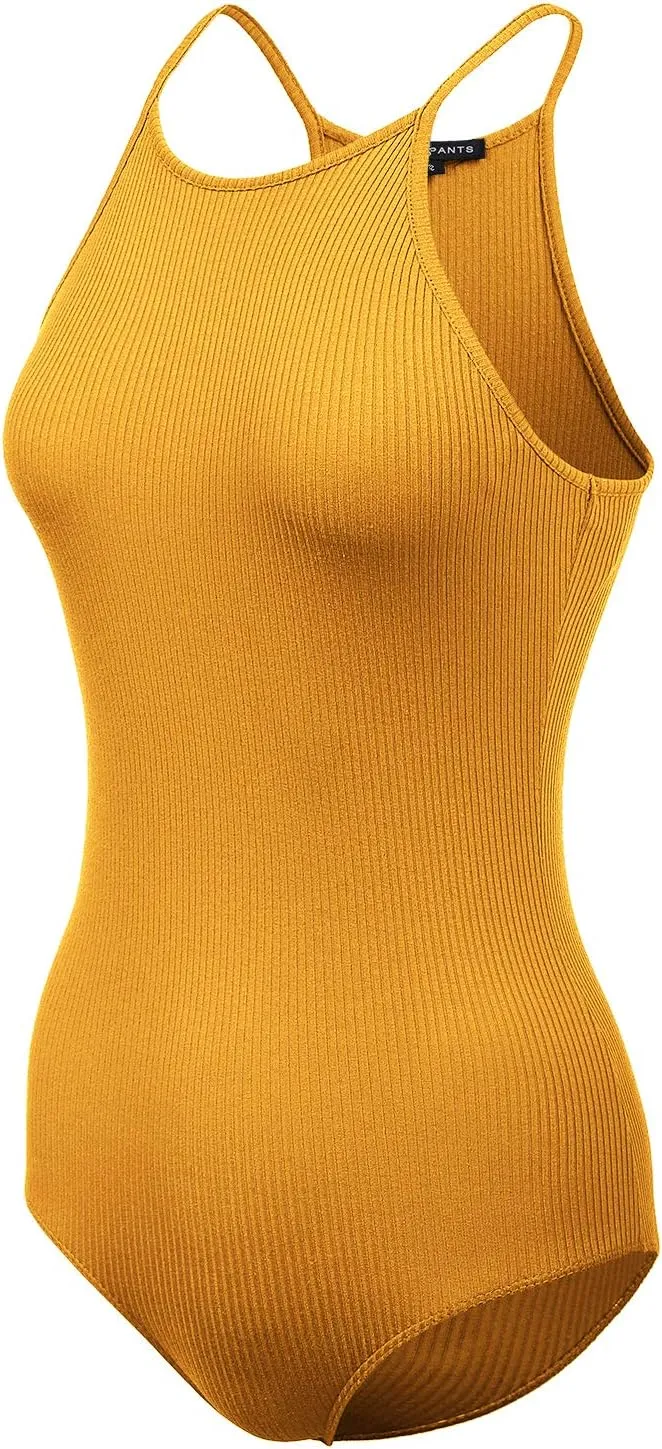 Women's Ribbed Tank Tops Shapewear Crew Neck Racerback Spaghetti Bodysuits