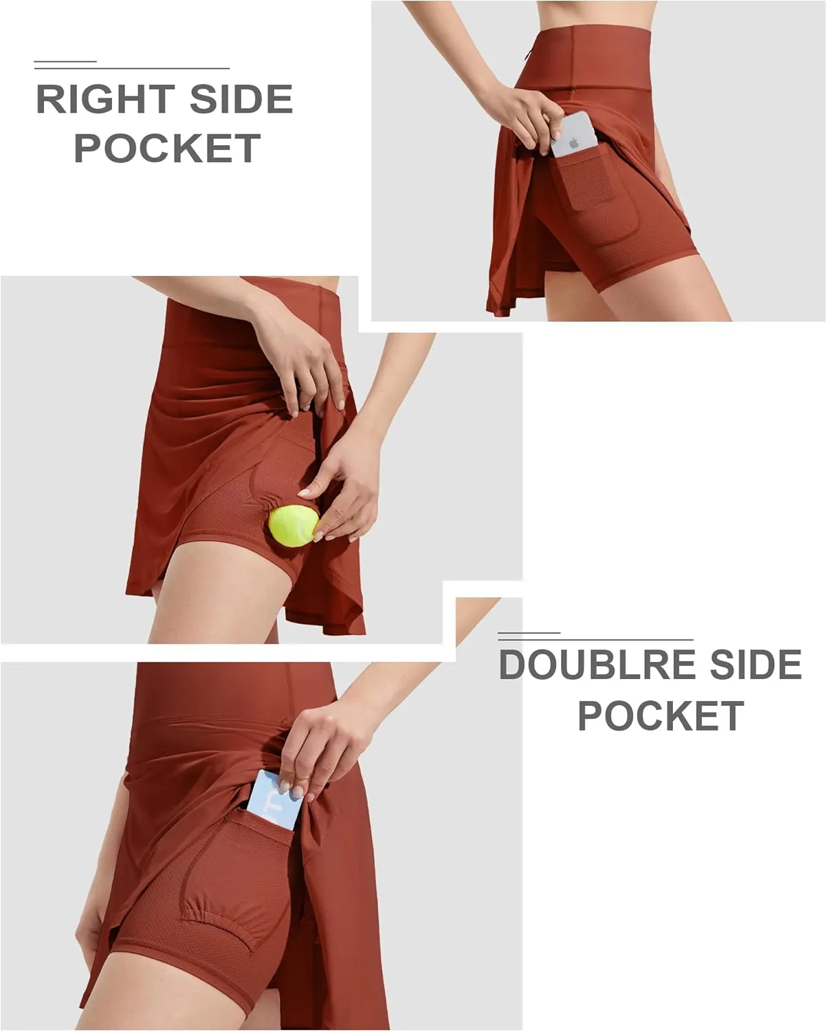 ZUTY 18" High Waisted Tennis Skirt for Women Skorts Skirts with Pockets Casual Modest Long Golf Athletic Running